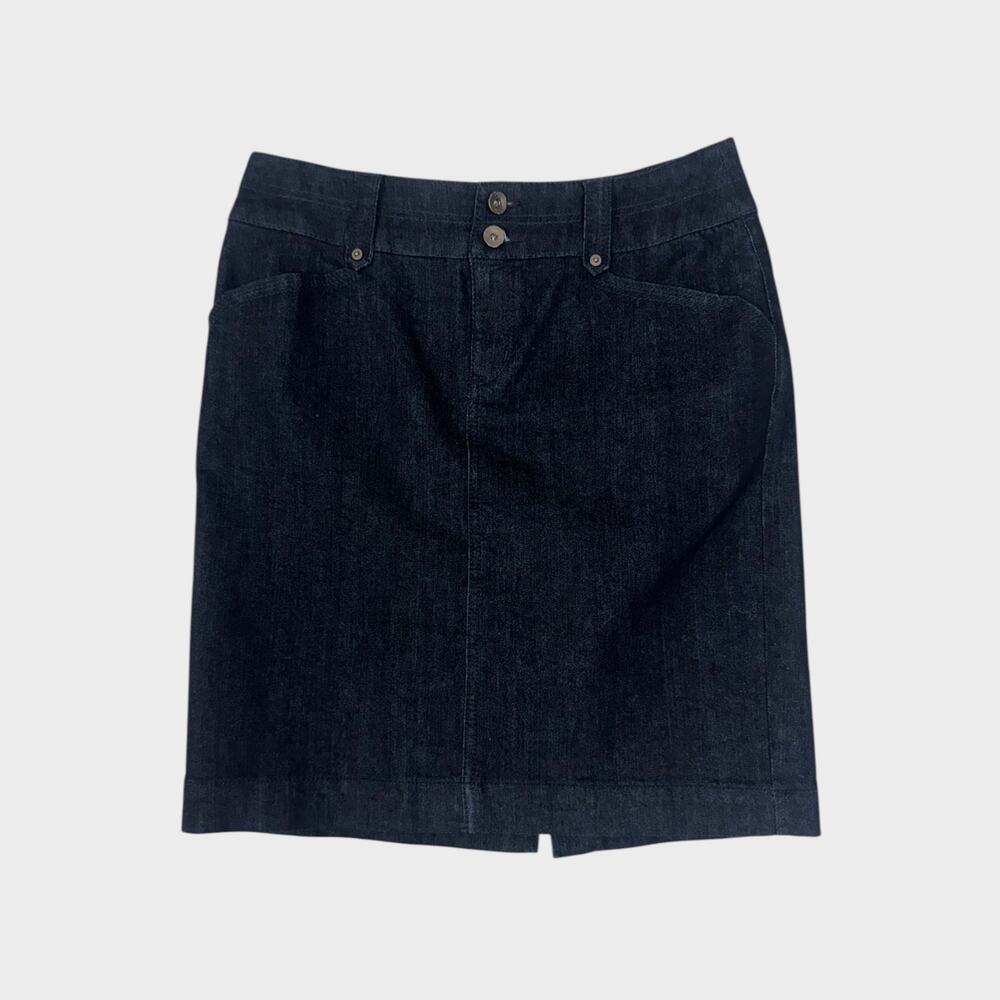 W62 Womens Size 10 Very Dark Blue Denim Pencil Skirt